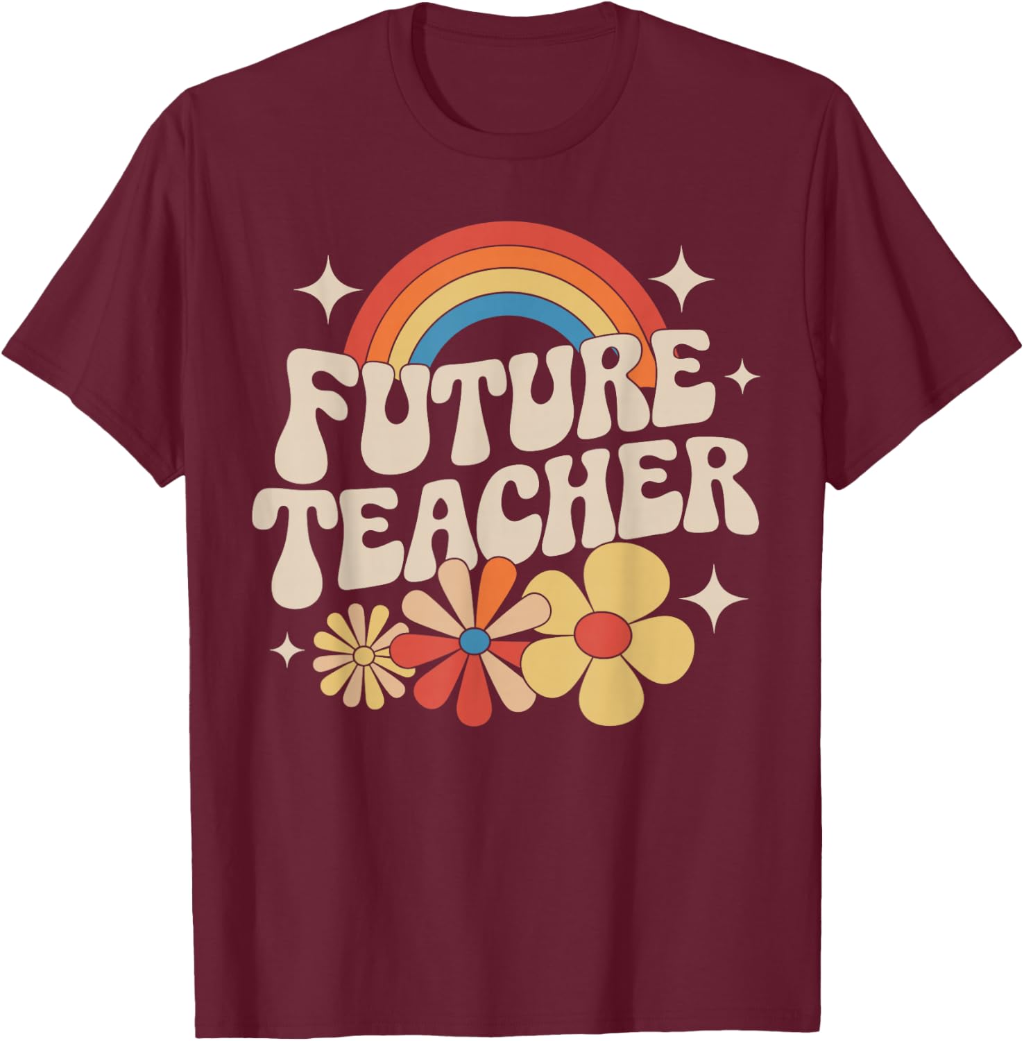 Future Teacher Kids Youth Girls Rainbow Pre-k Kindergarten T-Shirt - T-Shirt | Maroon