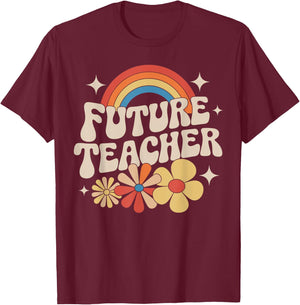 Future Teacher Kids Youth Girls Rainbow Pre-k Kindergarten T-Shirt - T-Shirt | Maroon