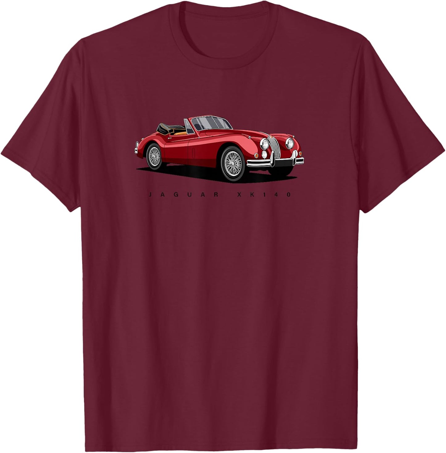 British Classic Sports Cars - Jaguar XK 140 T-Shirt - T-Shirt | Maroon
