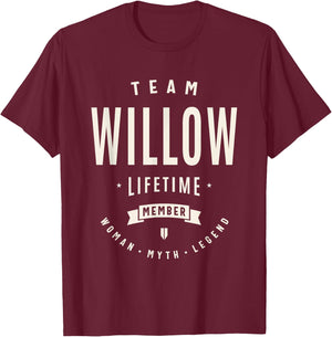 Team Willow Lifetime Member Funny Name Willow T-Shirt - T-Shirt | Maroon