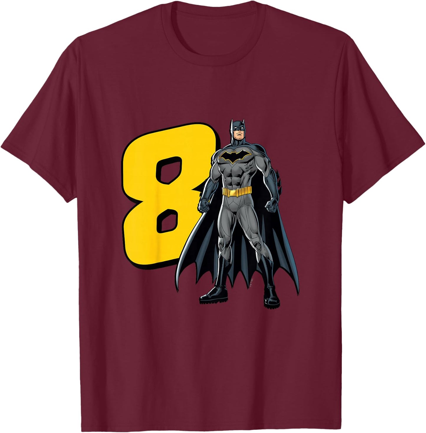 Kids Batman Super Hero 8th Birthday T-Shirt - T-Shirt | Maroon