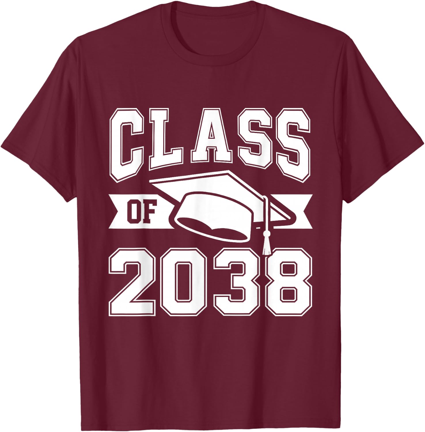 Class of 2038 Grow with me Boys Girls Kids Graduation 2038 T-Shirt - T-Shirt | Maroon