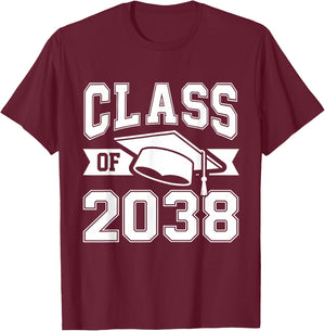 Class of 2038 Grow with me Boys Girls Kids Graduation 2038 T-Shirt - T-Shirt | Maroon