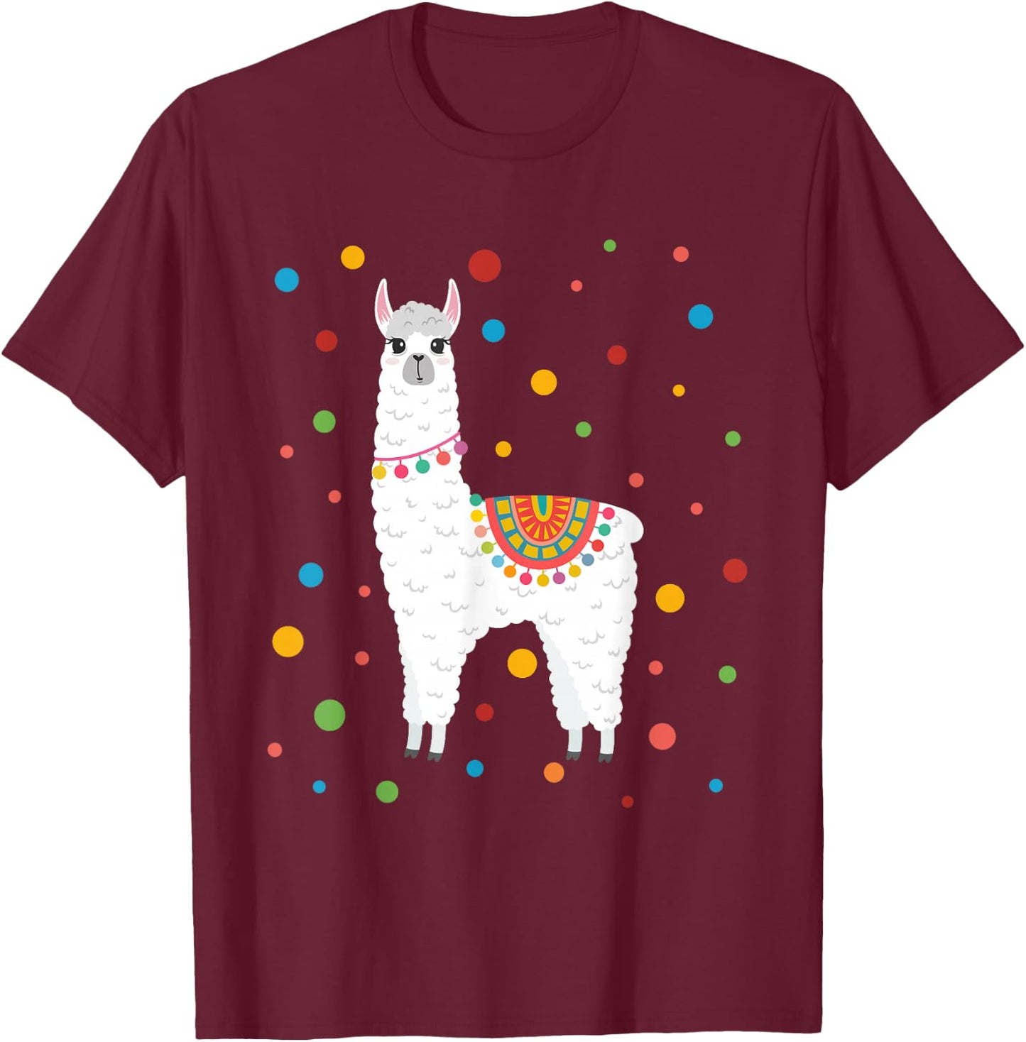 Dot Day Shirt Polka Dots Dotted Llama Kid Girls Youth T-Shirt - T-Shirt | Maroon