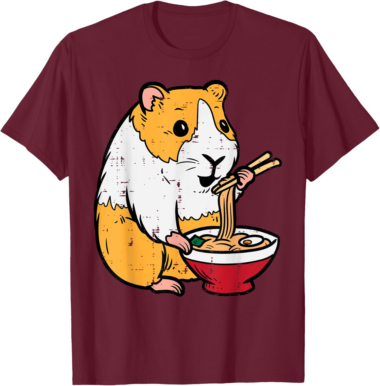 Guinea Pig Ramen Kawaii Cavy Anime Japanese Men Kids Women T-Shirt - T-Shirt | Maroon