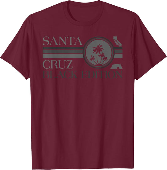 Santa Cruz CA California Black Edition Surfer , black T-Shirt - T-Shirt | Maroon