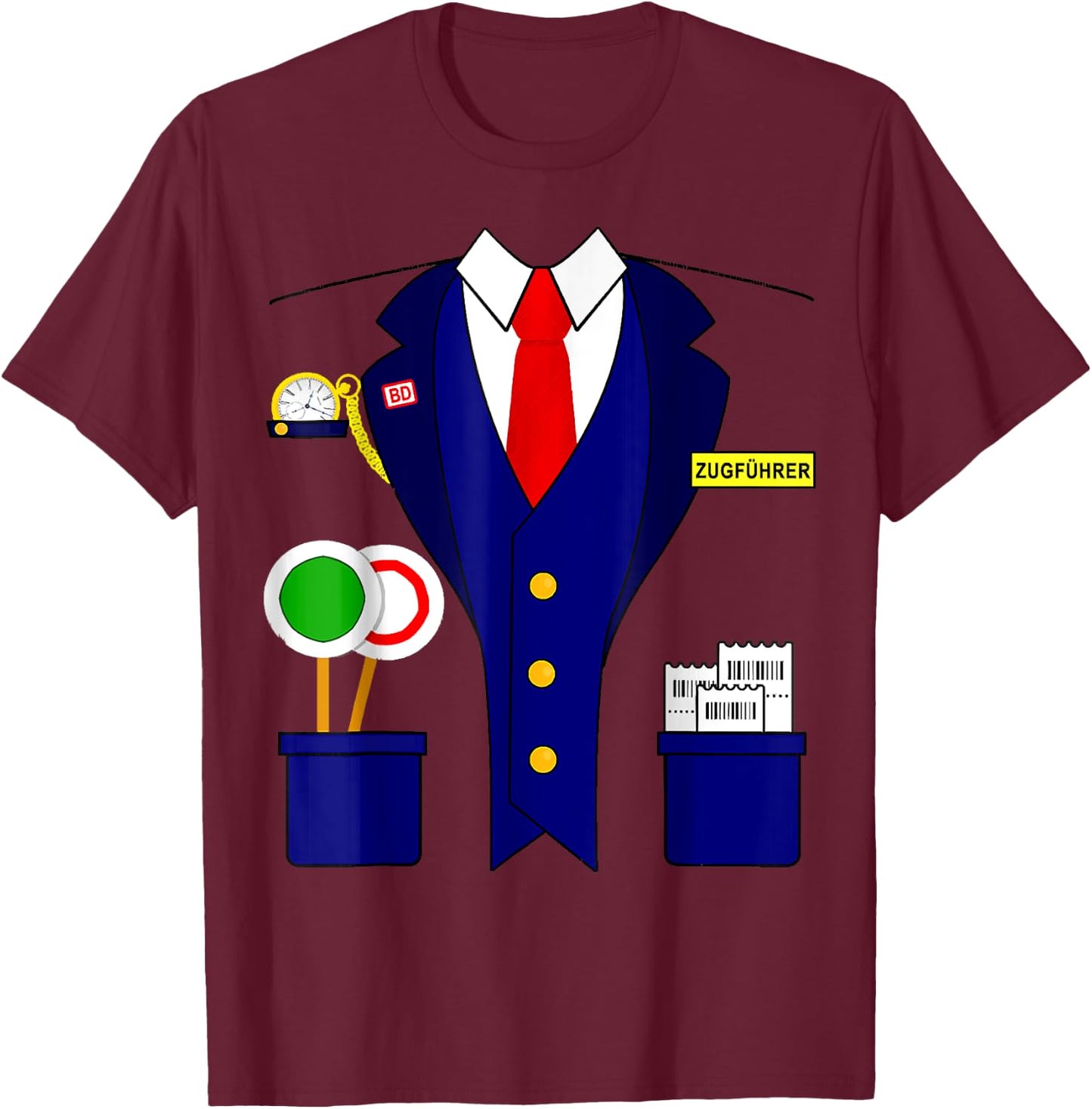 Trainer Guide Conductor Train Driver Carnival Costume , black T-Shirt - T-Shirt | Maroon