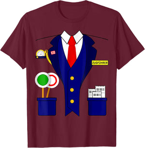 Trainer Guide Conductor Train Driver Carnival Costume , black T-Shirt - T-Shirt | Maroon