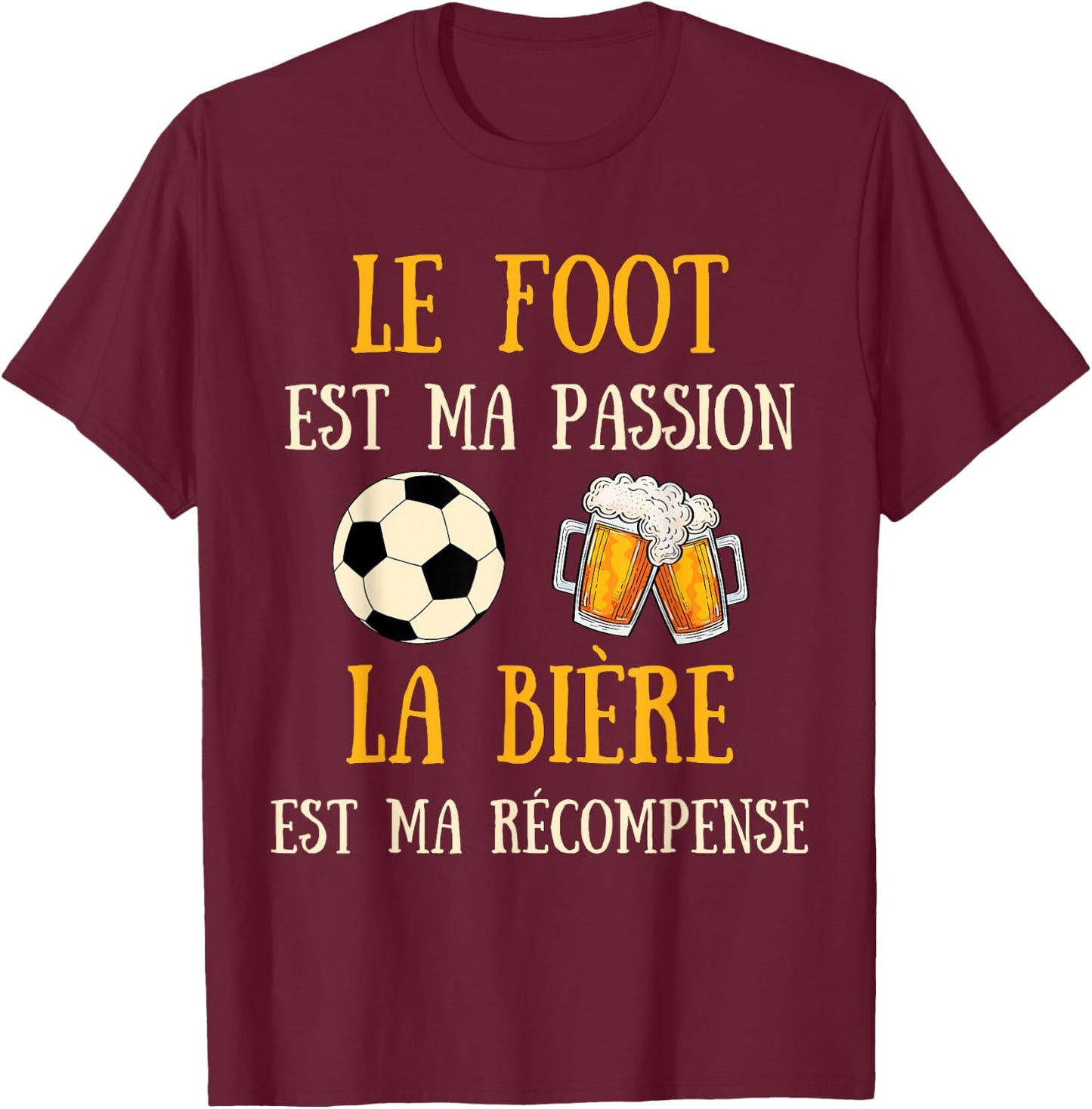 Men's Football Humour Football Gift Humorous Beer T-Shirt - T-Shirt | Maroon