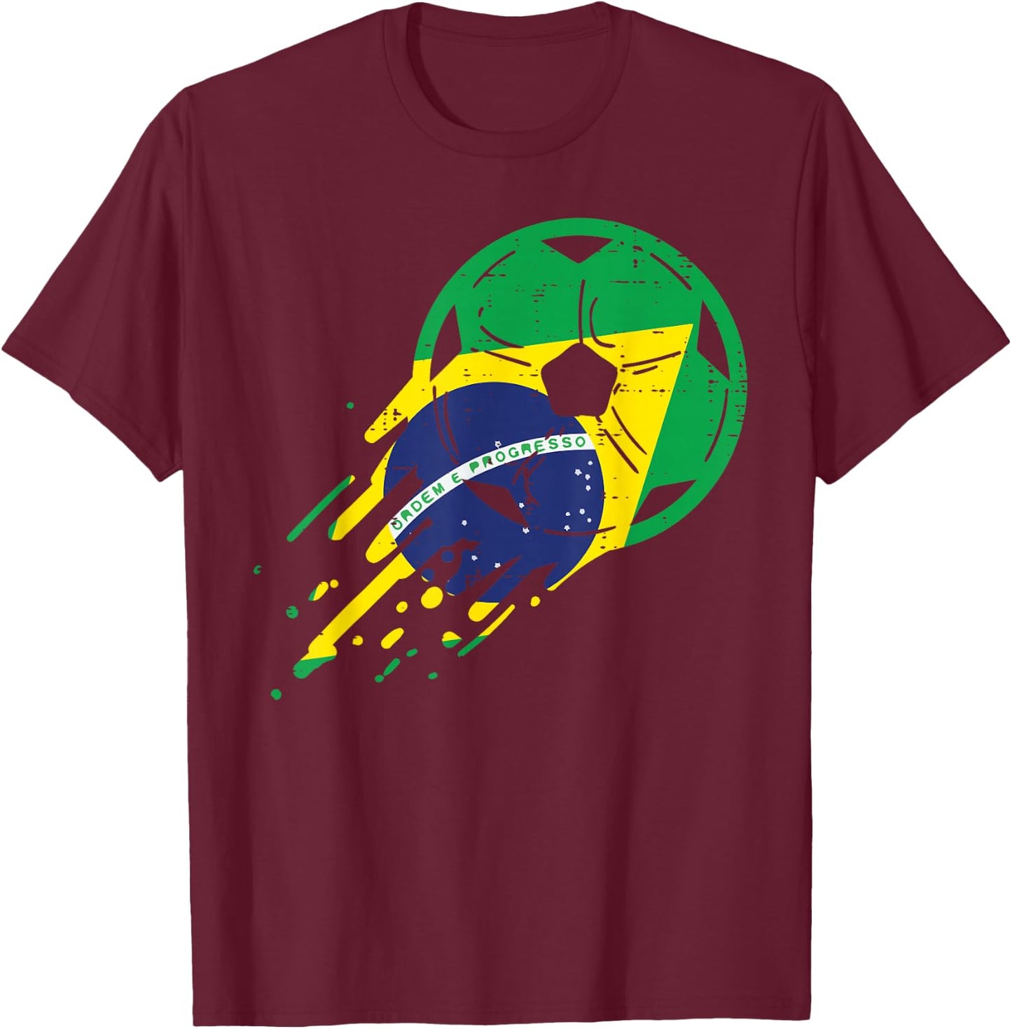 Brazil Flag Brazilian Soccer Football Fan Men Women Kids T-Shirt - T-Shirt | Maroon