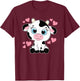 Cute Cow Pattern Kawaii Cow Lover Women Girls Kids Toddlers T-Shirt - T-Shirt | Maroon