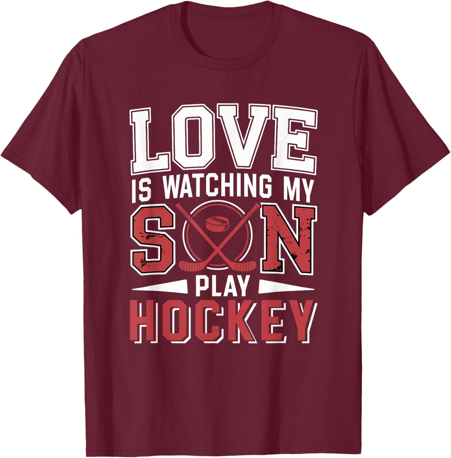 Love Watching My Son Play Hockey Funny Player Fan T-Shirt - T-Shirt | Maroon