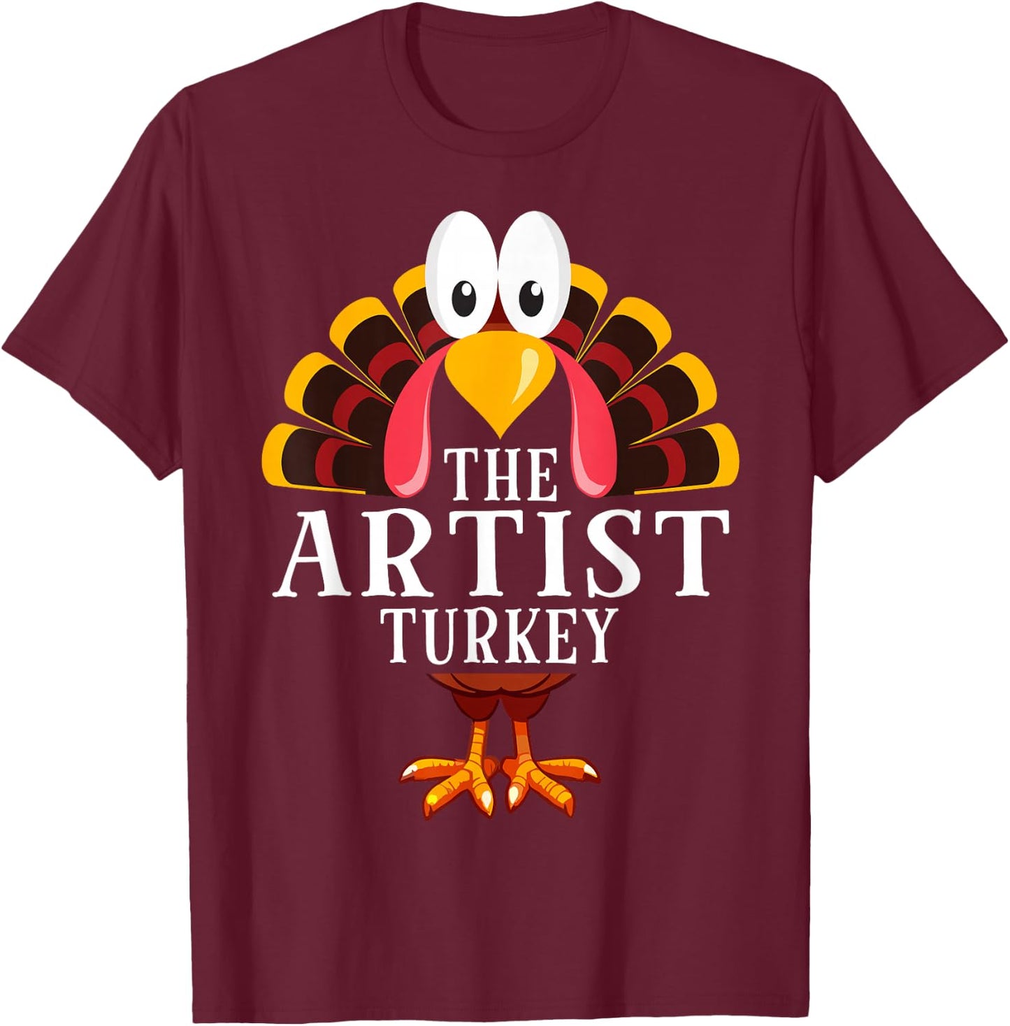 Thanksgiving The Artist Turkey Matching T-Shirt - T-Shirt | Maroon