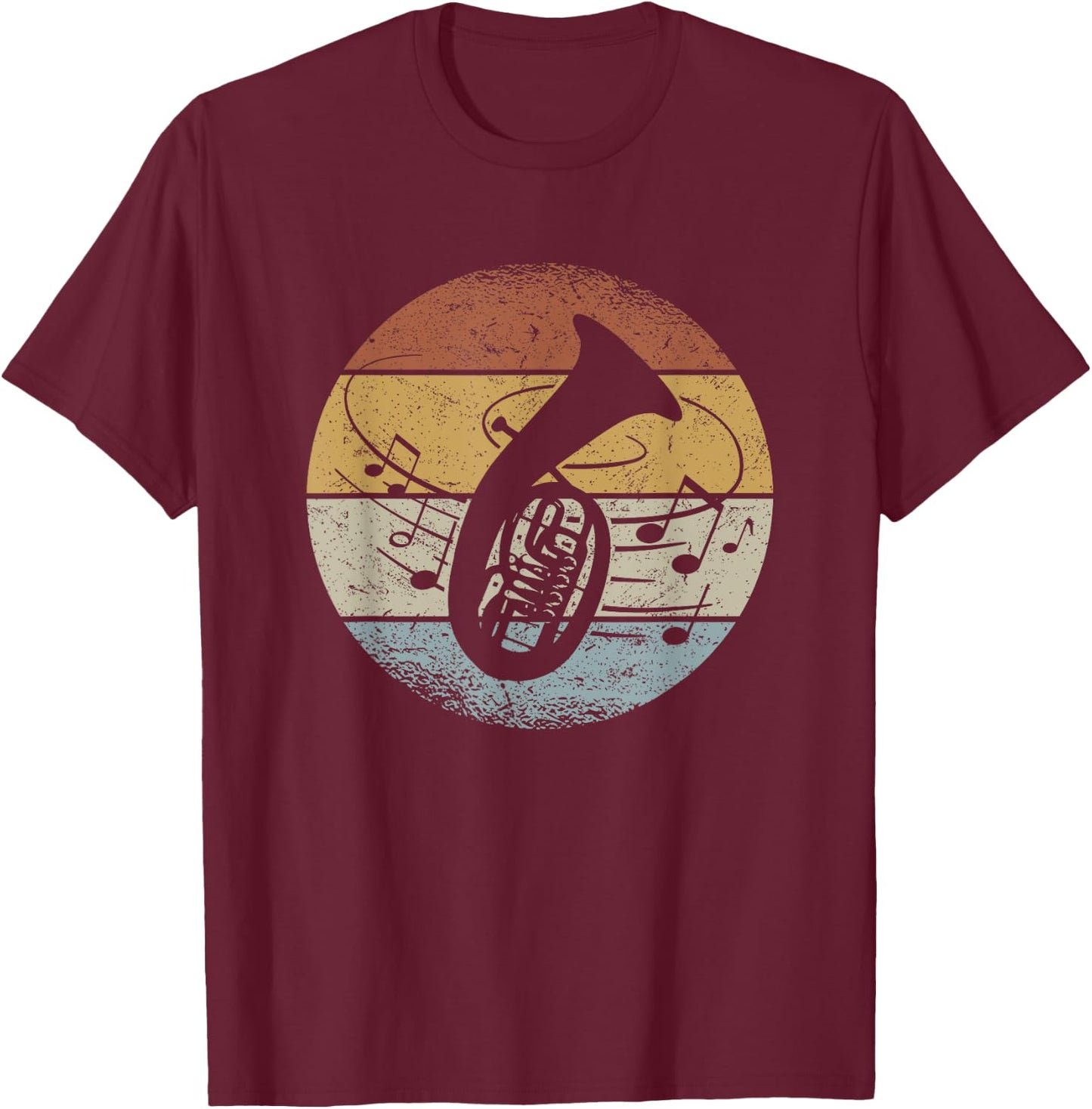 Tenor Hornist Orchestra Musician Notes Retro Tenor Horn , black, s T-Shirt - T-Shirt | Maroon