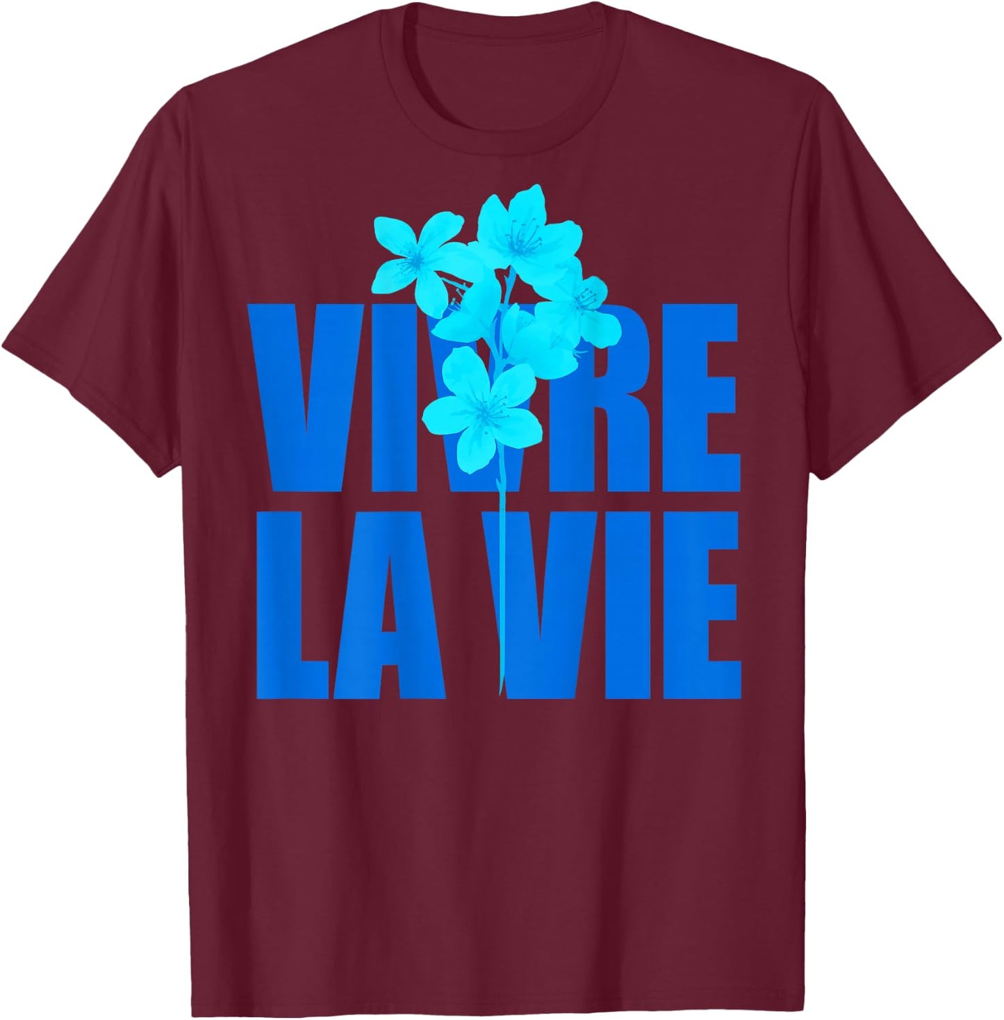 VIVRE LA VIE X LIVELIFE Clo. Lebe dein Leben - Backprint , black T-Shirt - T-Shirt | Maroon