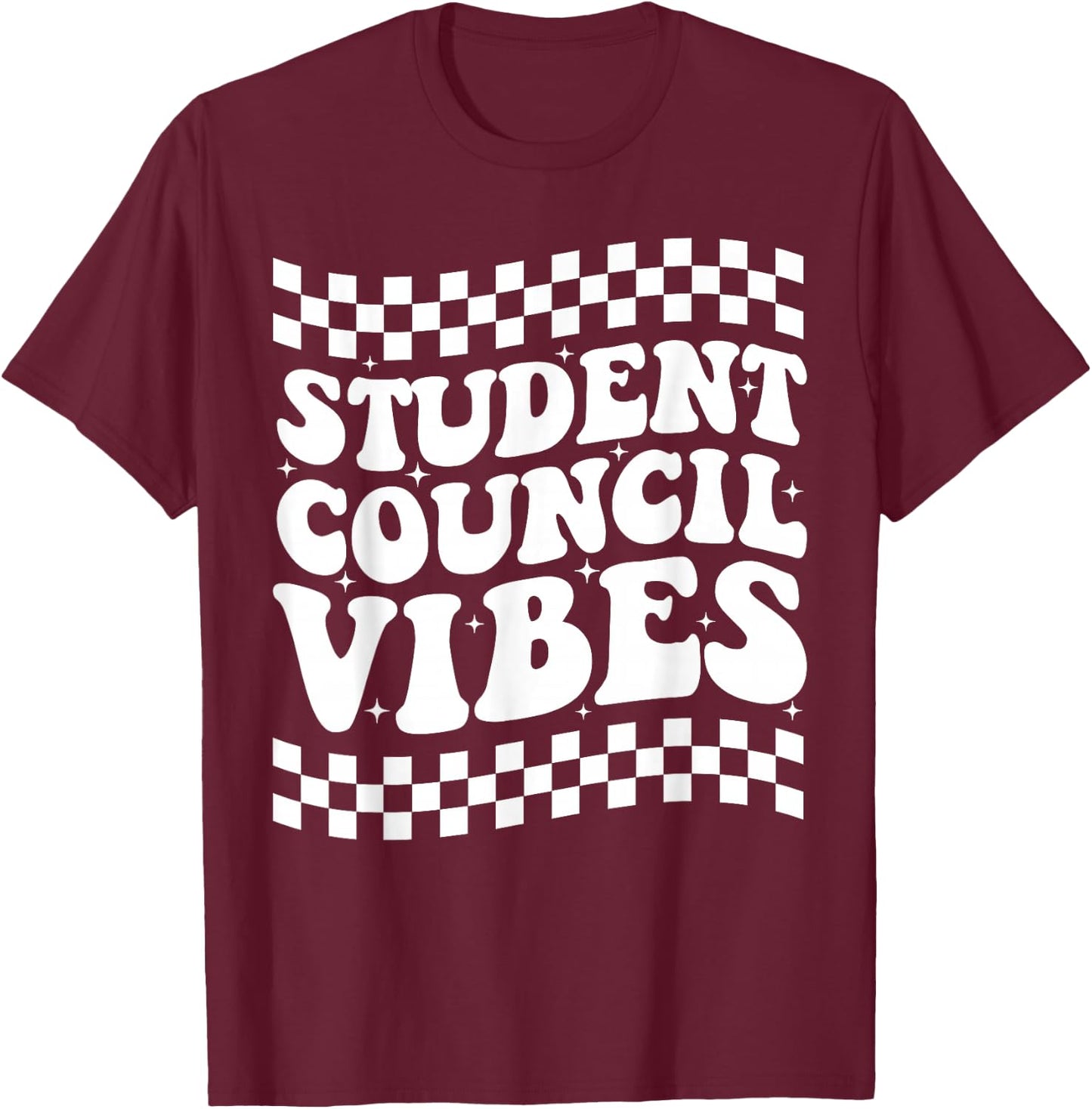 Student Council Vibes Retro Groovy School Student Council T-Shirt - T-Shirt | Maroon