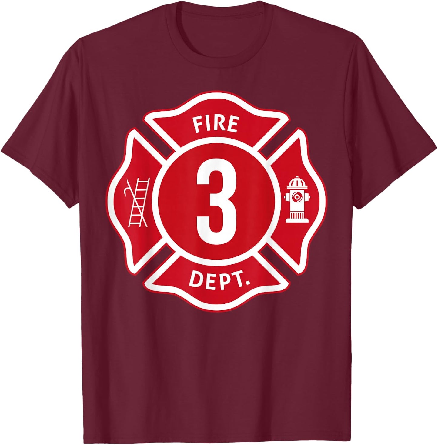 Kids Fire Truck 3rd Birthday Boy Firefighter 3 Year Old T-Shirt - T-Shirt | Maroon
