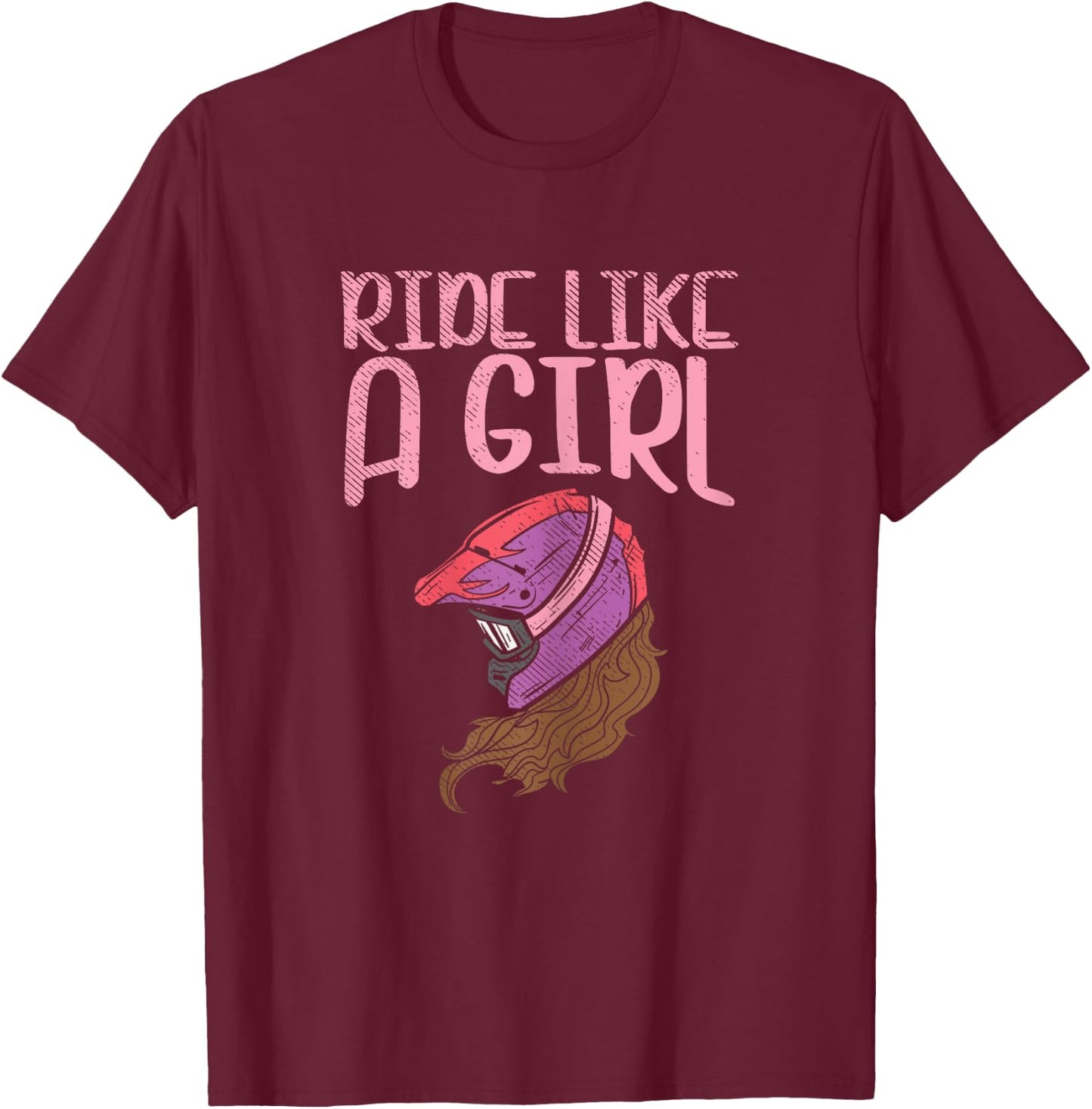 Ride Like A Girl Motocross Dirt Bike Motorcycle Racing Gift T-Shirt - T-Shirt | Maroon