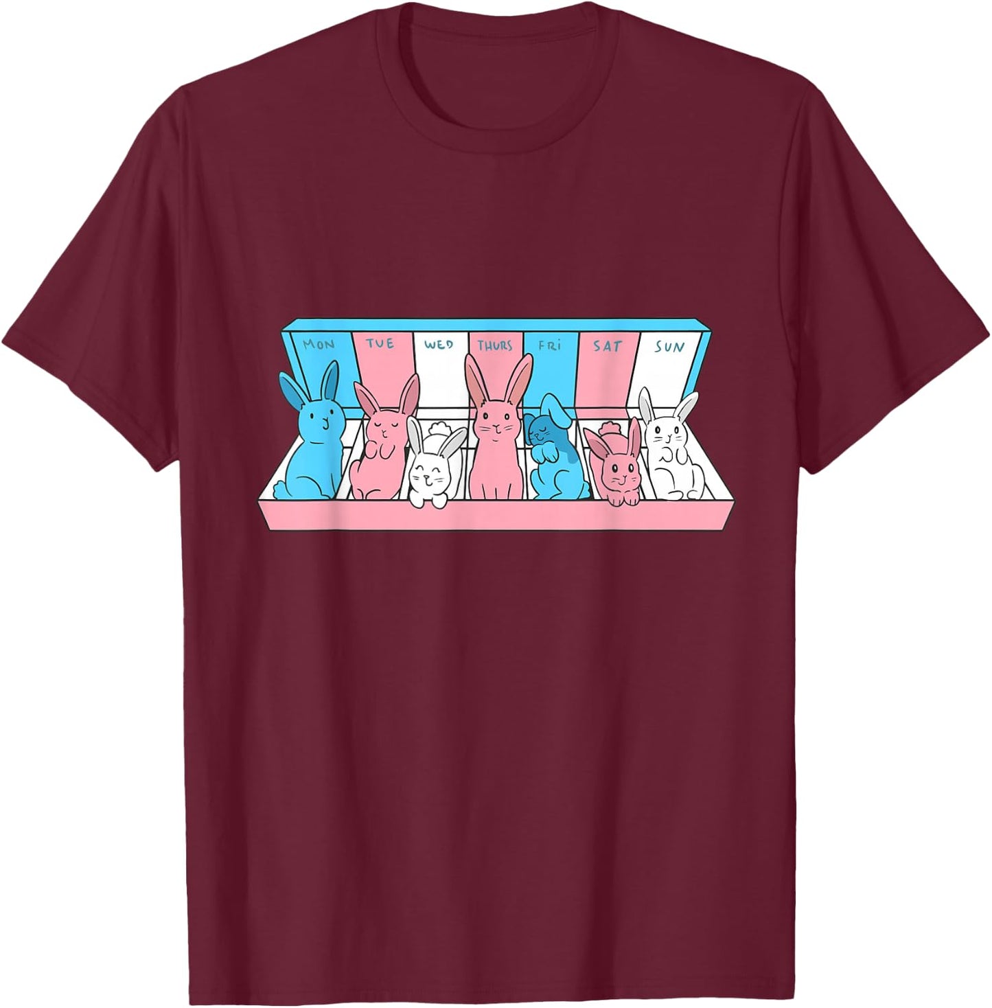 Transgender Weekly Bunny Transsexual LGBTQ Trans Pride T-Shirt - T-Shirt | Maroon