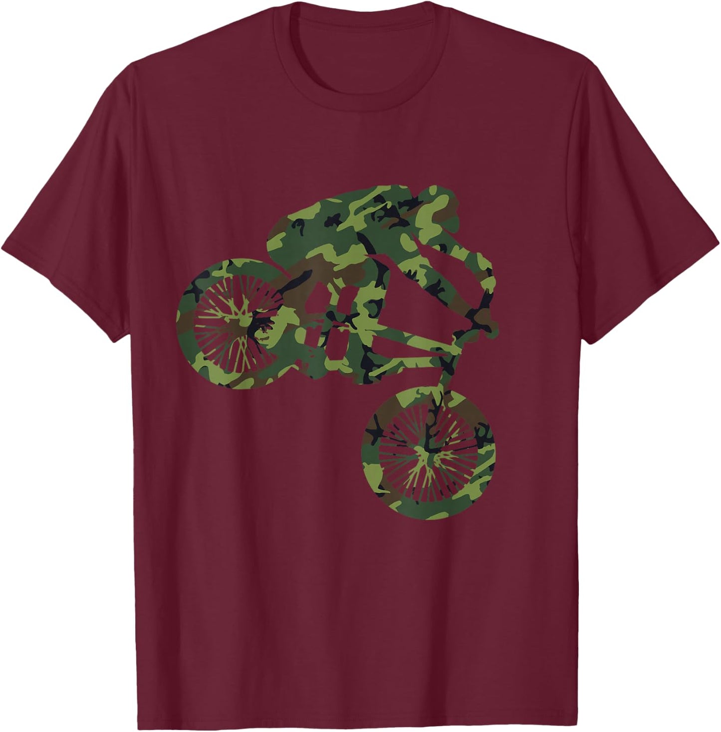 BMX Camouflage Camo Bike Bicycle BMXer Gift T-Shirt - T-Shirt | Maroon