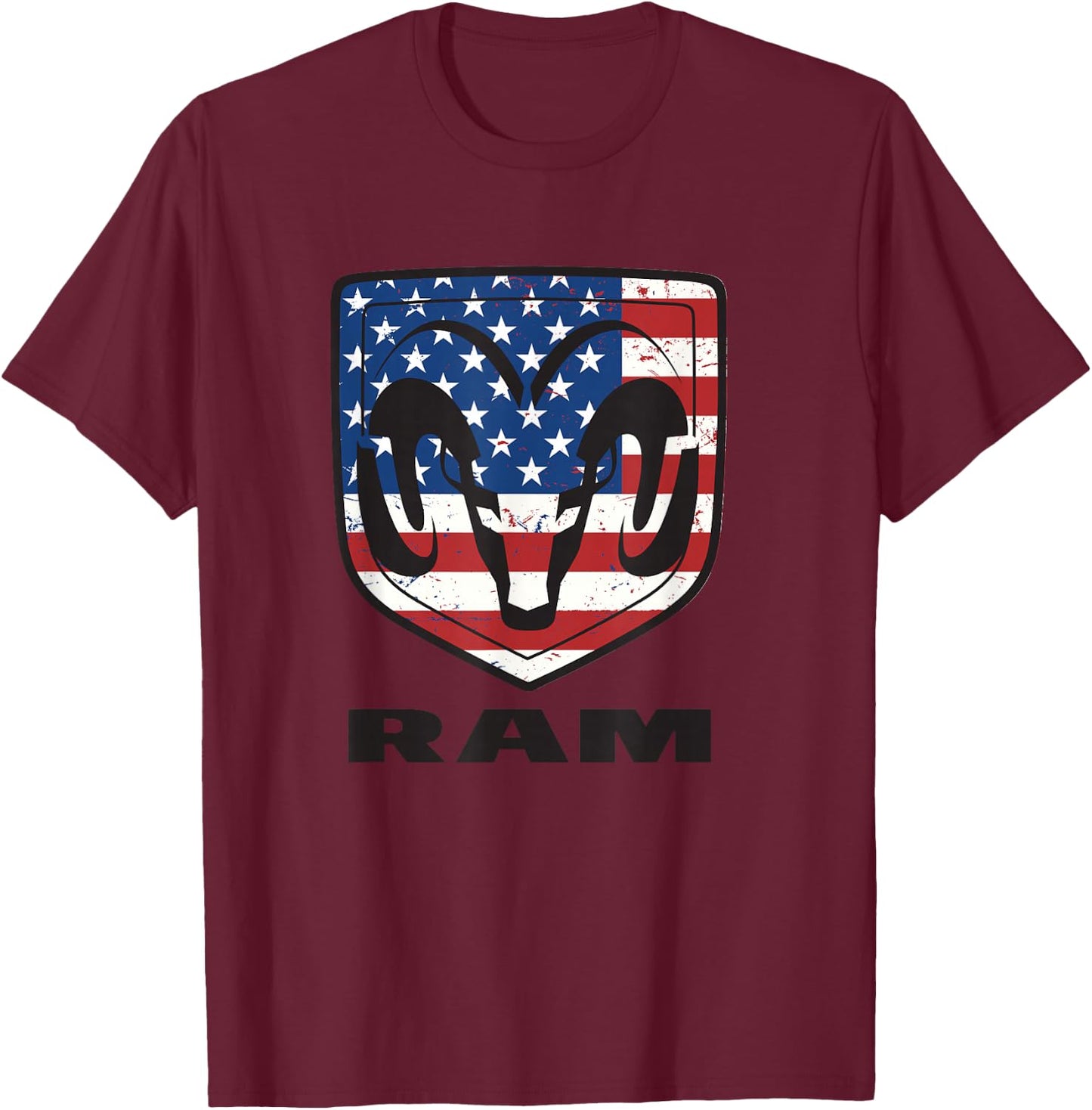 Flag Ram Trucks Shield , grey, S T-Shirt - T-Shirt | Maroon