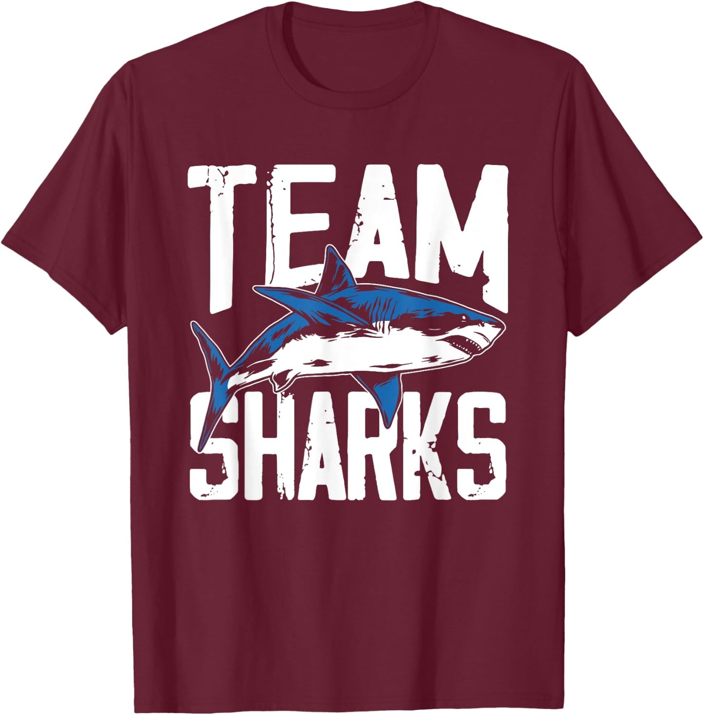 Team Sharks Teeth Animal Lover Shark T-Shirt - T-Shirt | Maroon