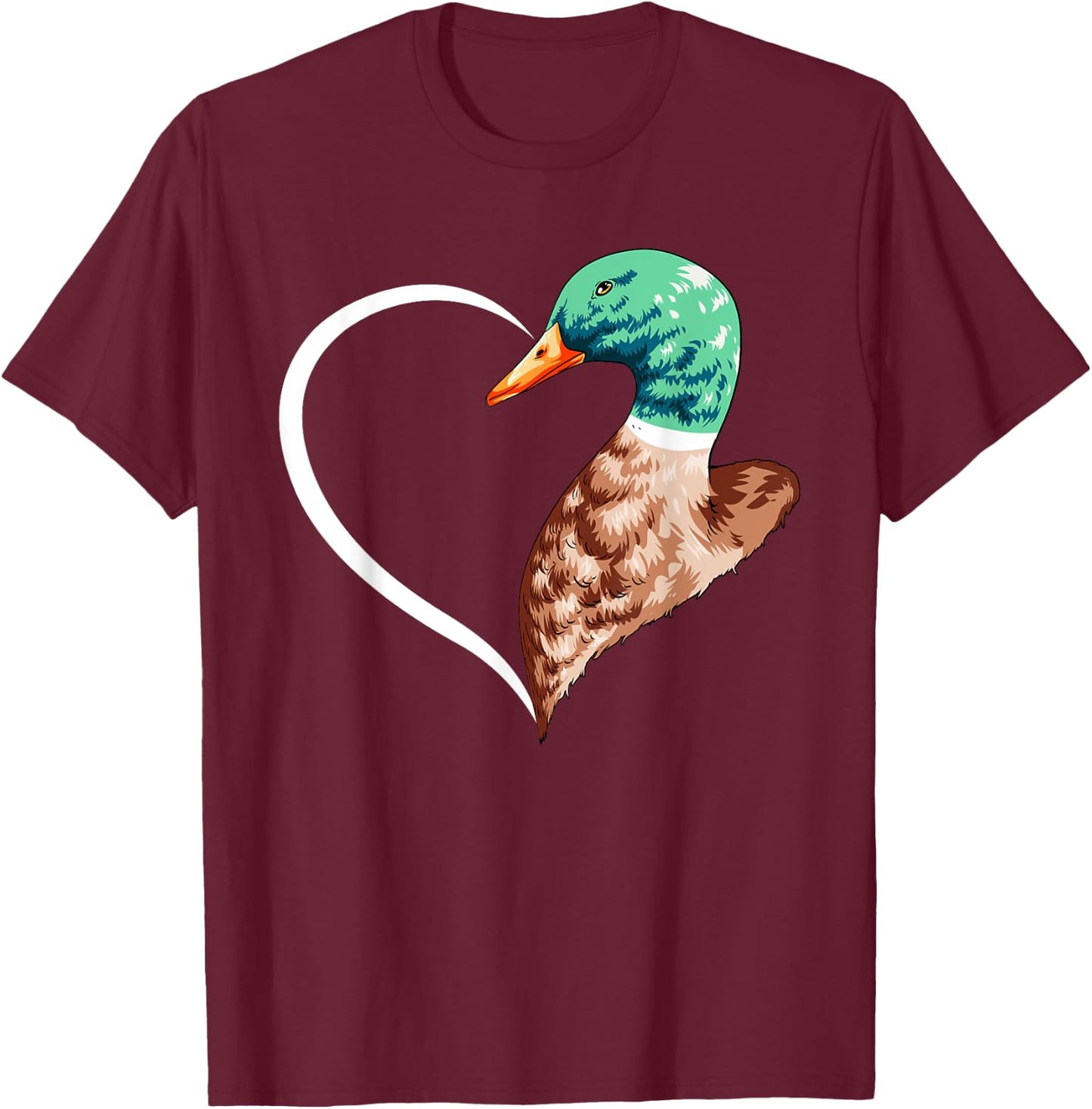 Duck Shirts Girls Kids Heart Cute Duck T-Shirt - T-Shirt | Maroon