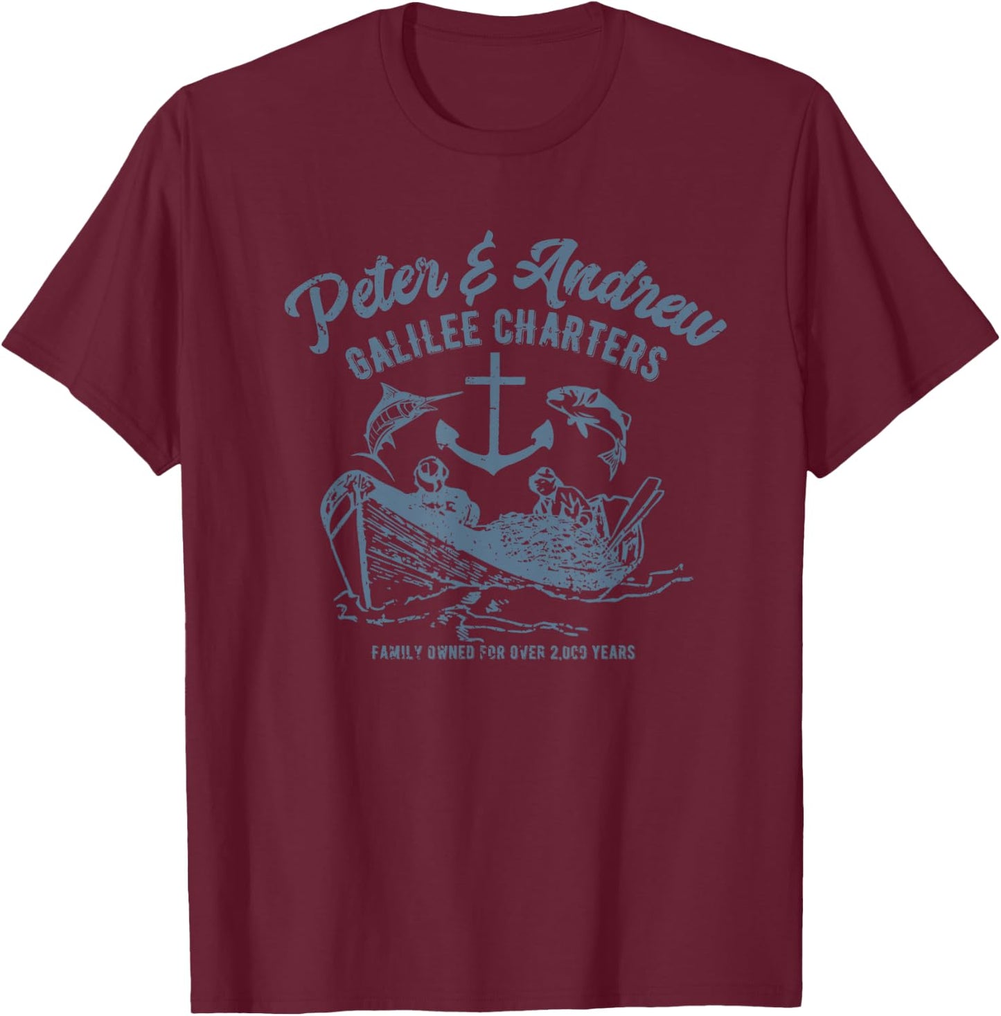 Funny Faith Fishing T-Shirt - T-Shirt | Maroon