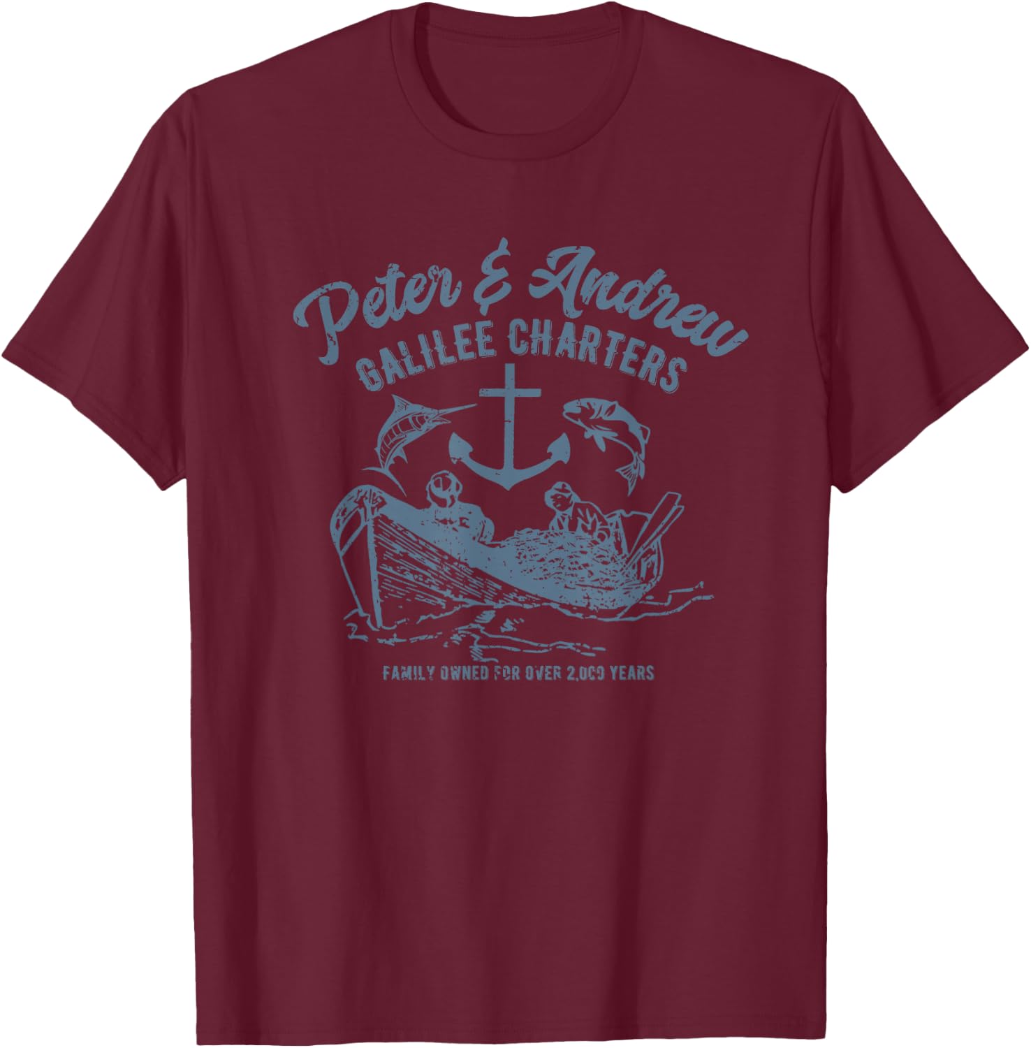 Funny Faith Fishing T-Shirt - T-Shirt | Maroon