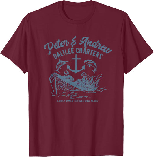 Funny Faith Fishing T-Shirt - T-Shirt | Maroon