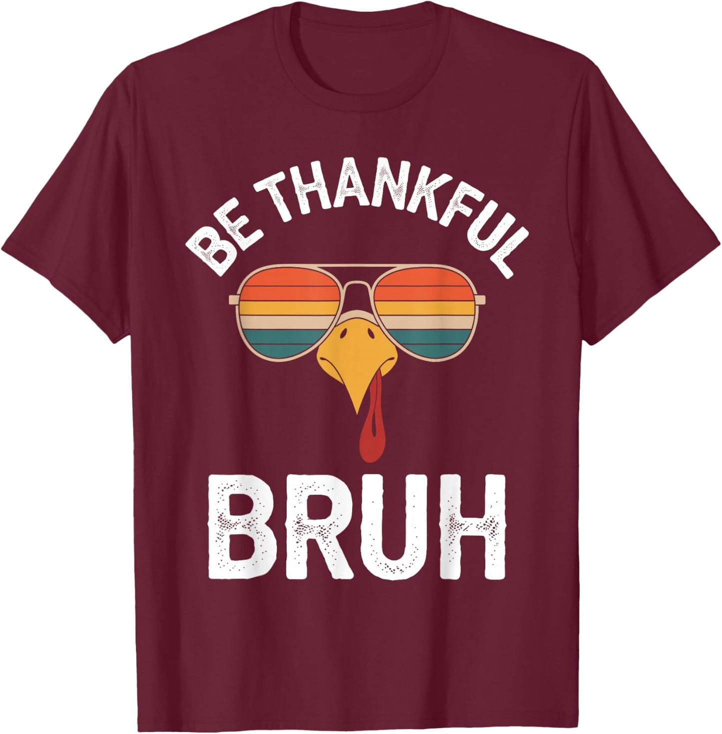 Bruh Thanksgiving Funny Thankful Turkey Boys Kids T-Shirt - T-Shirt | Maroon