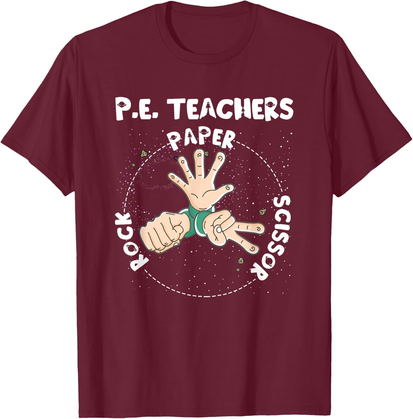 Funny Physical Education PE Teacher Rock Paper Scissor T-Shirt - T-Shirt | Maroon