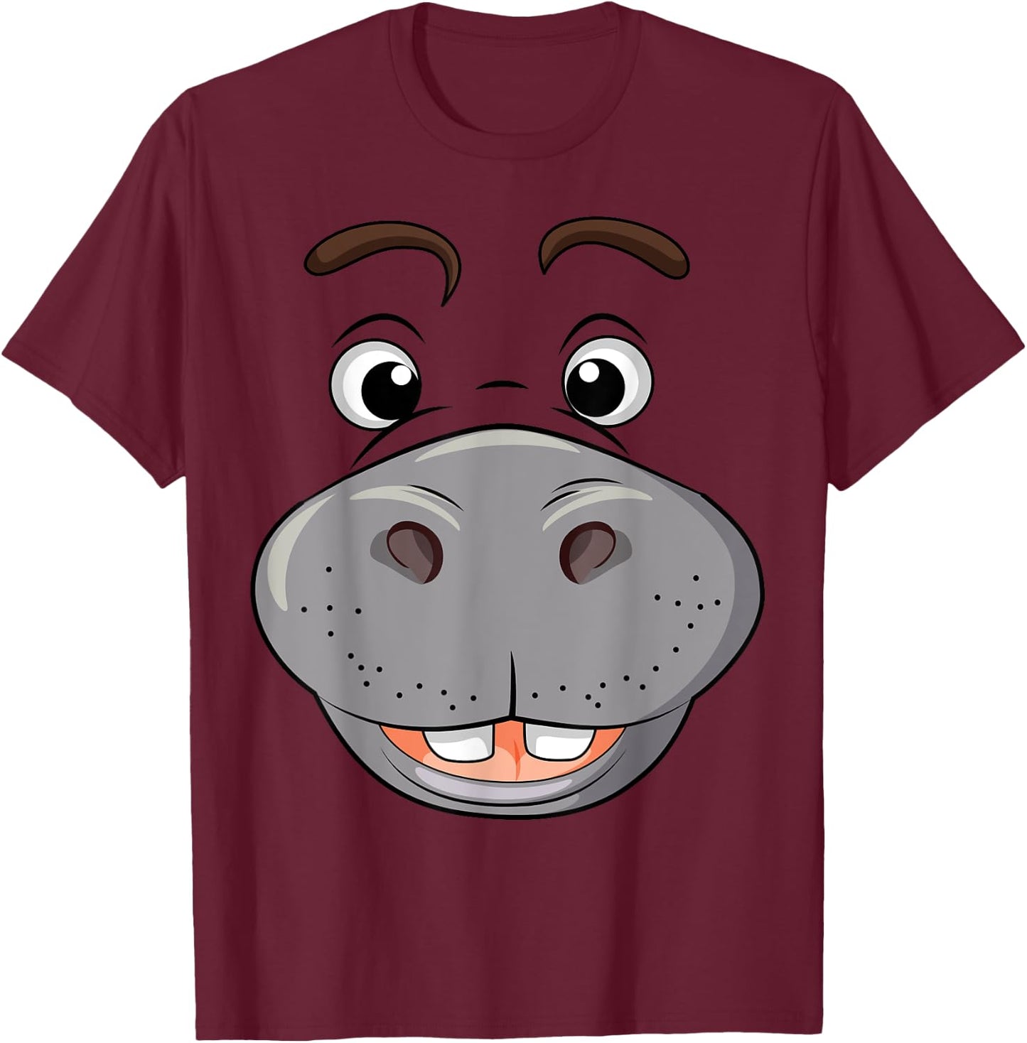 Funny Hippopotamus Hippo Face Cosplay DIY Costume Halloween T-Shirt - T-Shirt | Maroon