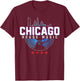 Chicago House Music Vinyl Dj Raver Flag Skyline Apparel T-Shirt - T-Shirt | Maroon