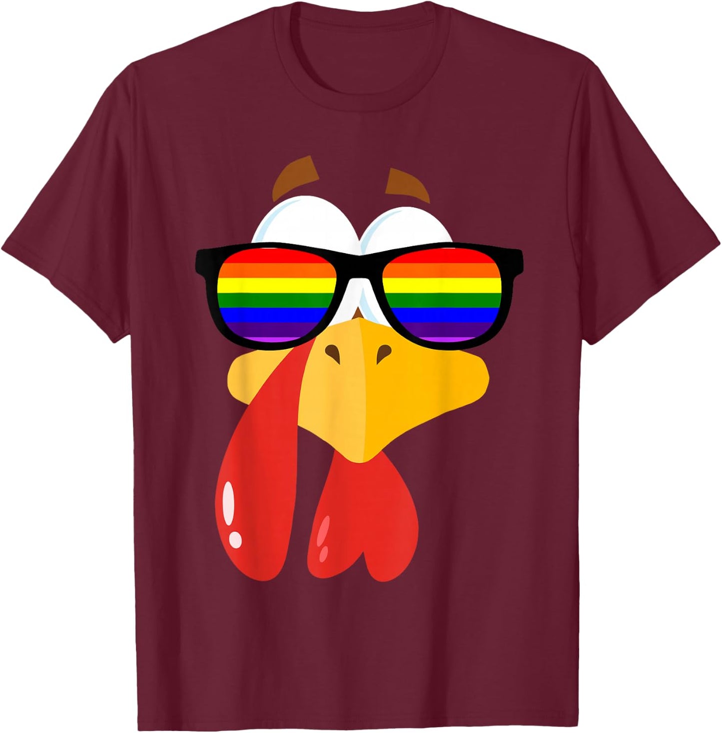 LGBT Pride Sunglasses Rainbow Turkey Proud LGBT Thanksgiving T-Shirt - T-Shirt | Maroon