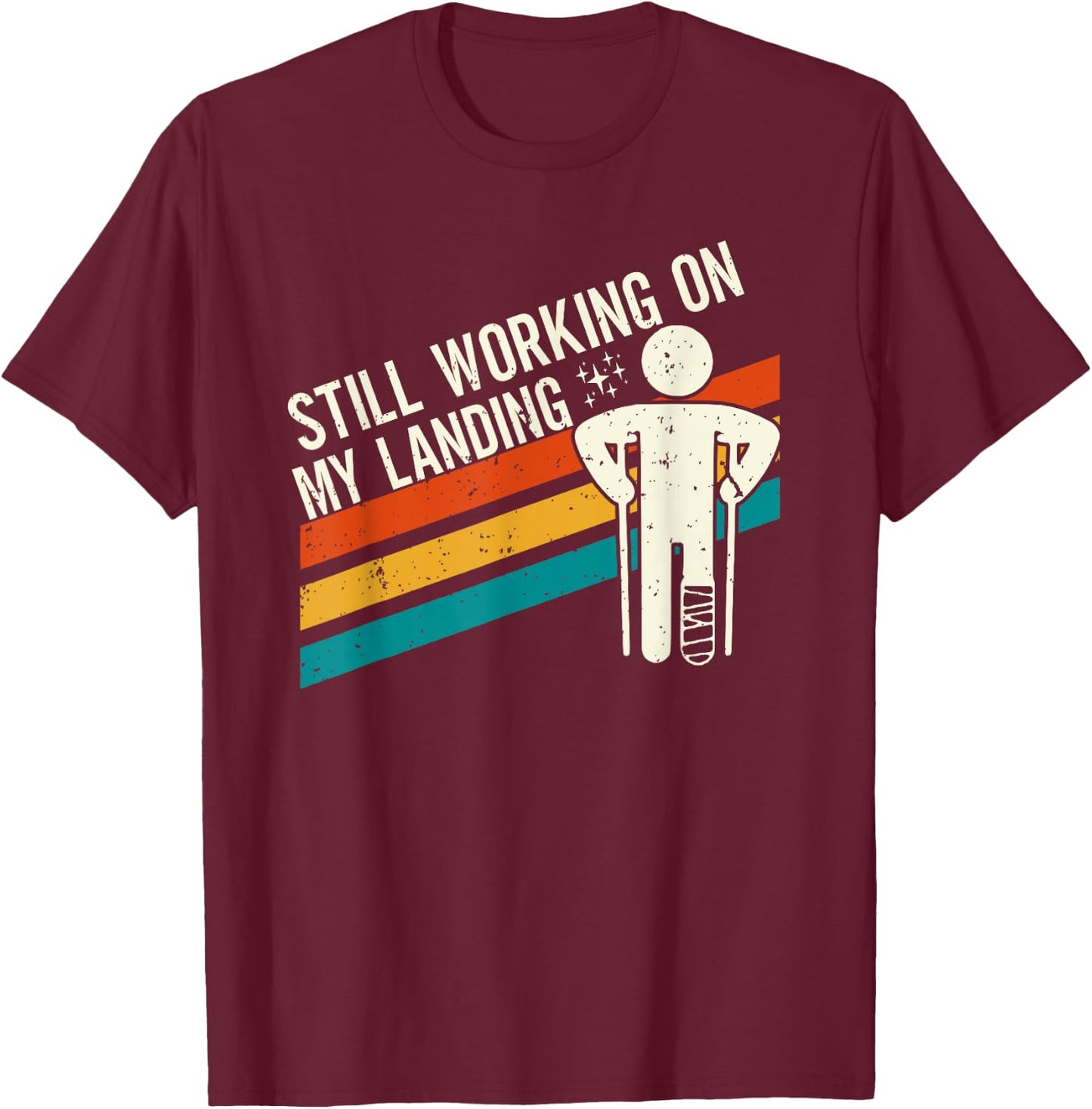 Knochenbruch Genesungswünsche - Gebrochenes Bein Spruch - Fraktur Gipsbein - - Schwarz - S - Cartoon - Klassisch - Crew-Ausschnitt - Kurzarm T-Shirt - T-Shirt | Maroon