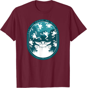 Star Wars The Mandalorian Grogu & Frogs May the Force T-Shirt - T-Shirt | Maroon