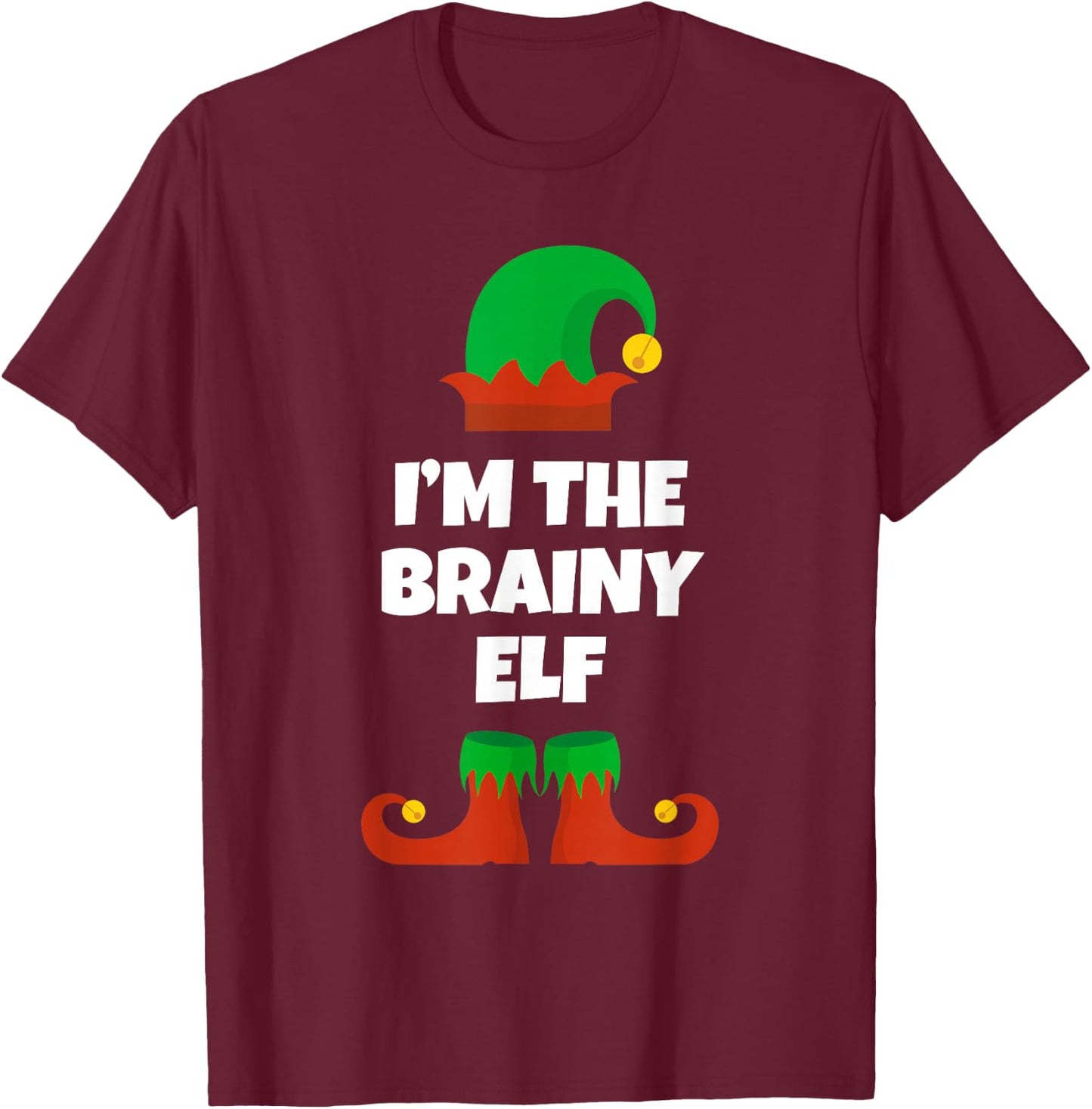 I'm The Brainy Elf Family Pajama Christmas Funny Brain T-Shirt - T-Shirt | Maroon