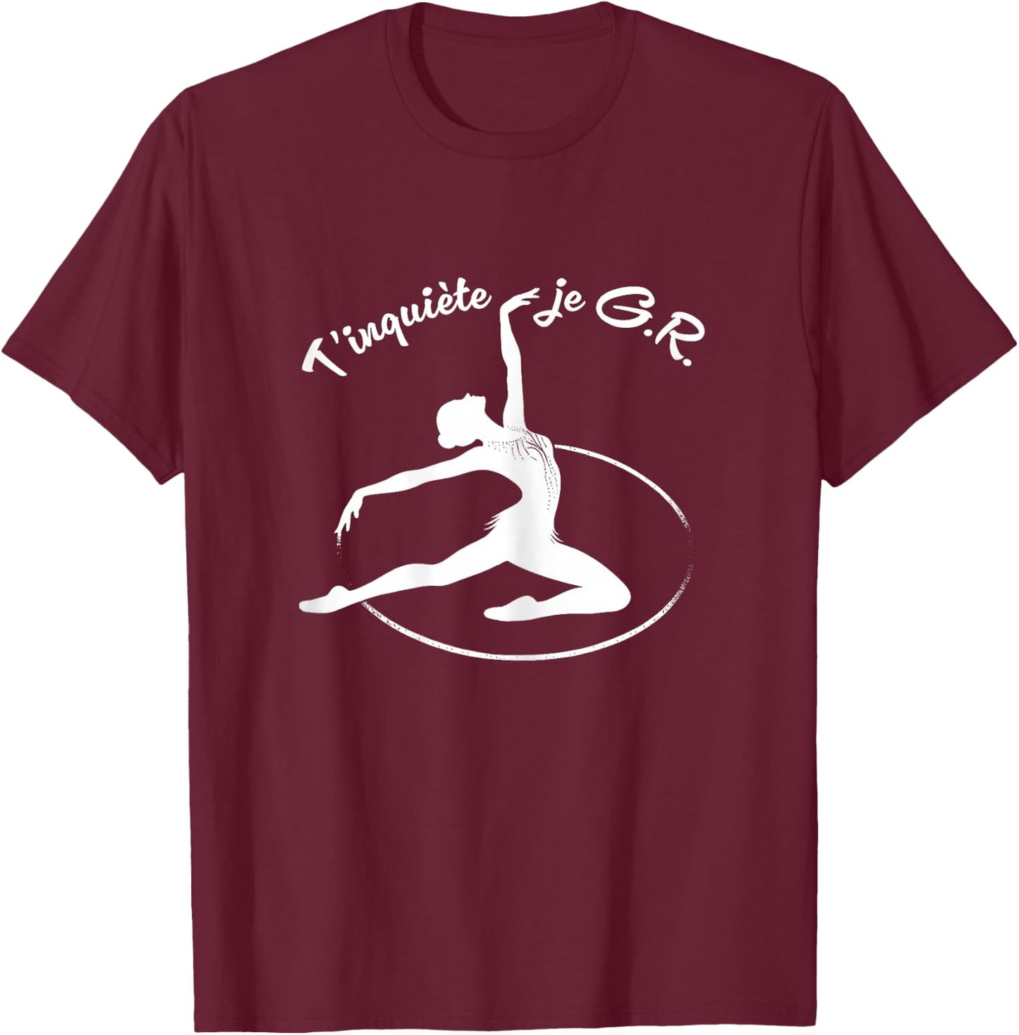 GRS Don't worry, I manage Humor Rhythmic Gymnastics Hoop , Black, Female X-Small T-Shirt - T-Shirt | Maroon