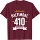410 Baltimore Area Code Distressed Authentic (Dark) T-Shirt - T-Shirt | Maroon