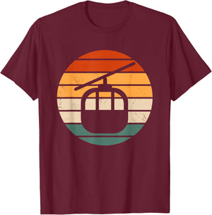 Retro Ski Lift Gondola Outfit Skiing Cable Car Mountain , black T-Shirt - T-Shirt | Maroon