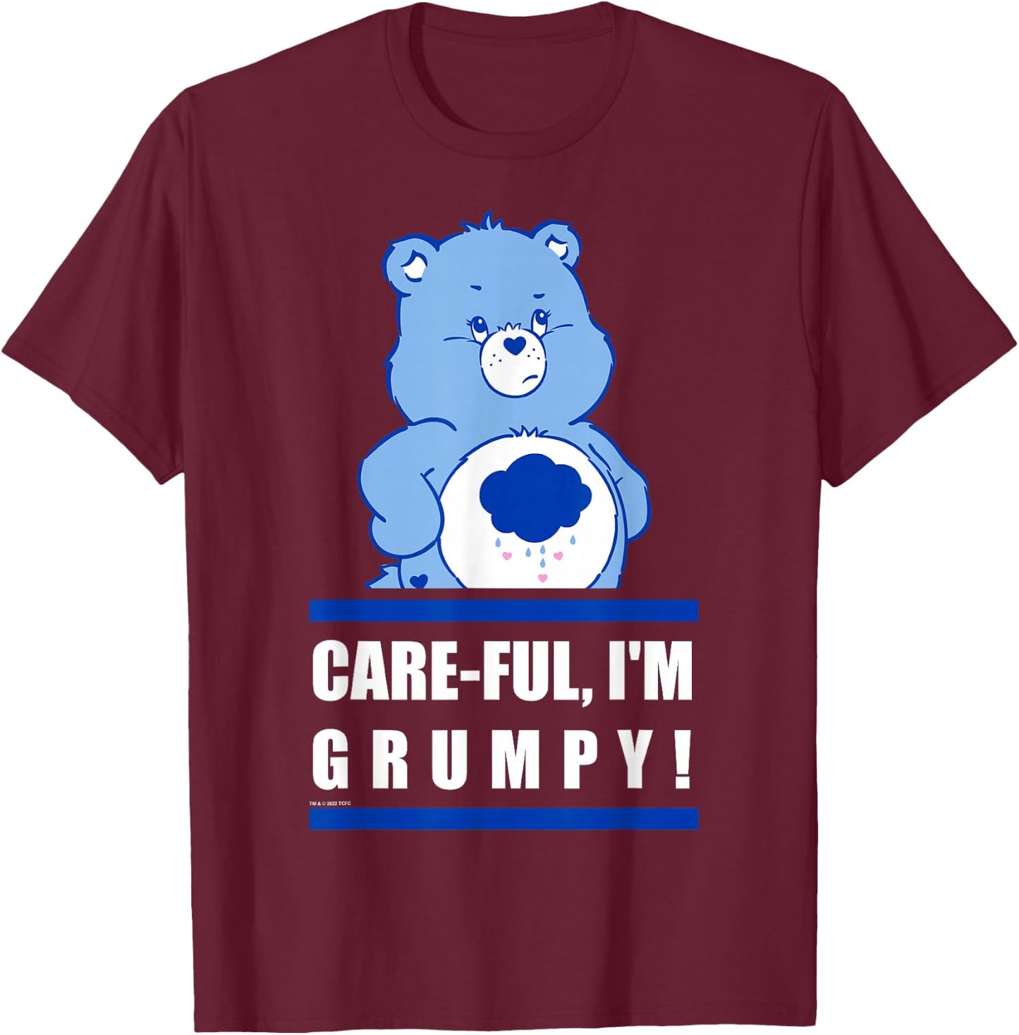 Care Bears Grumpy Bear Care-Ful I'm Grumpy Collegiate Text T-Shirt - T-Shirt | Maroon