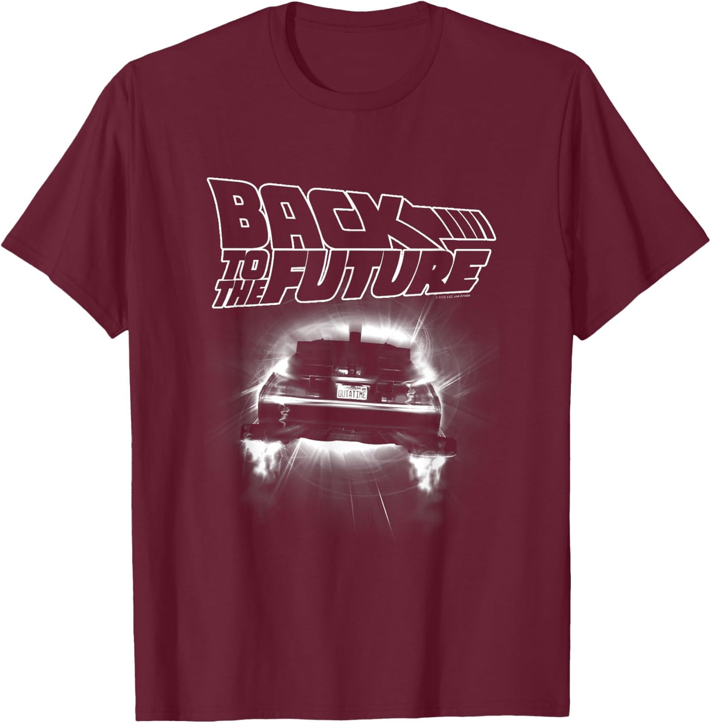 Back to The Future Delorean Fliegt Davon T-Shirt - T-Shirt | Maroon