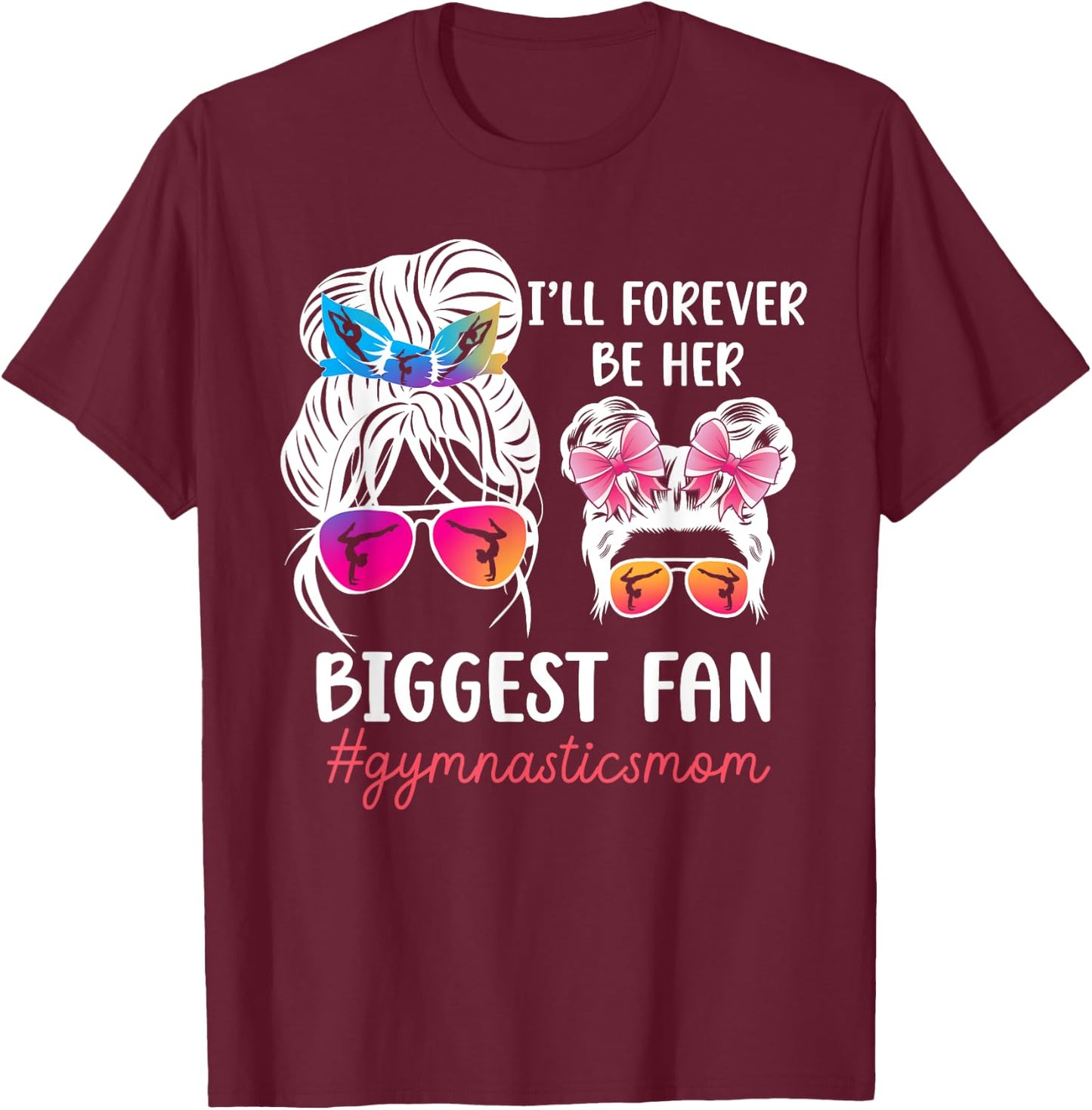 Her Biggest Fan Gymnastics Mom Of A Gymnast Mama T-Shirt - T-Shirt | Maroon