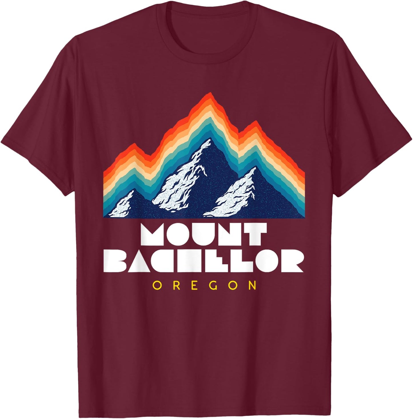 Mount Bachelor, Oregon - USA Ski Resort 1980s Retro T-Shirt - T-Shirt | Maroon