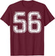 Number #56 Sport White Vintage Number T-Shirt - T-Shirt | Maroon