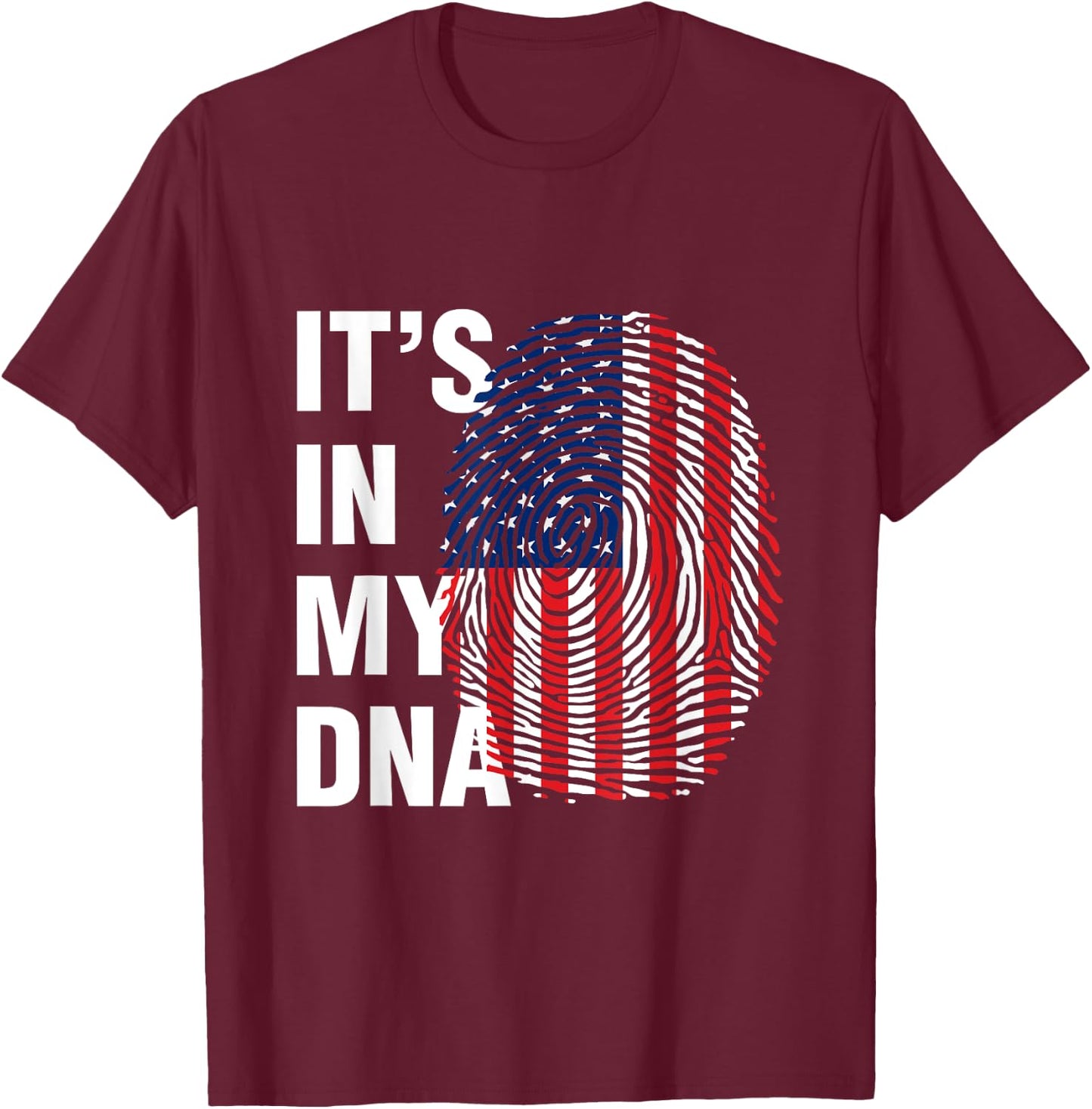 It's in My DNA USA - American Flag Fingerprints T-Shirt - T-Shirt | Maroon