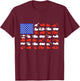 Construction Vehicles USA American Flag Excavator Trucks T-Shirt - T-Shirt | Maroon