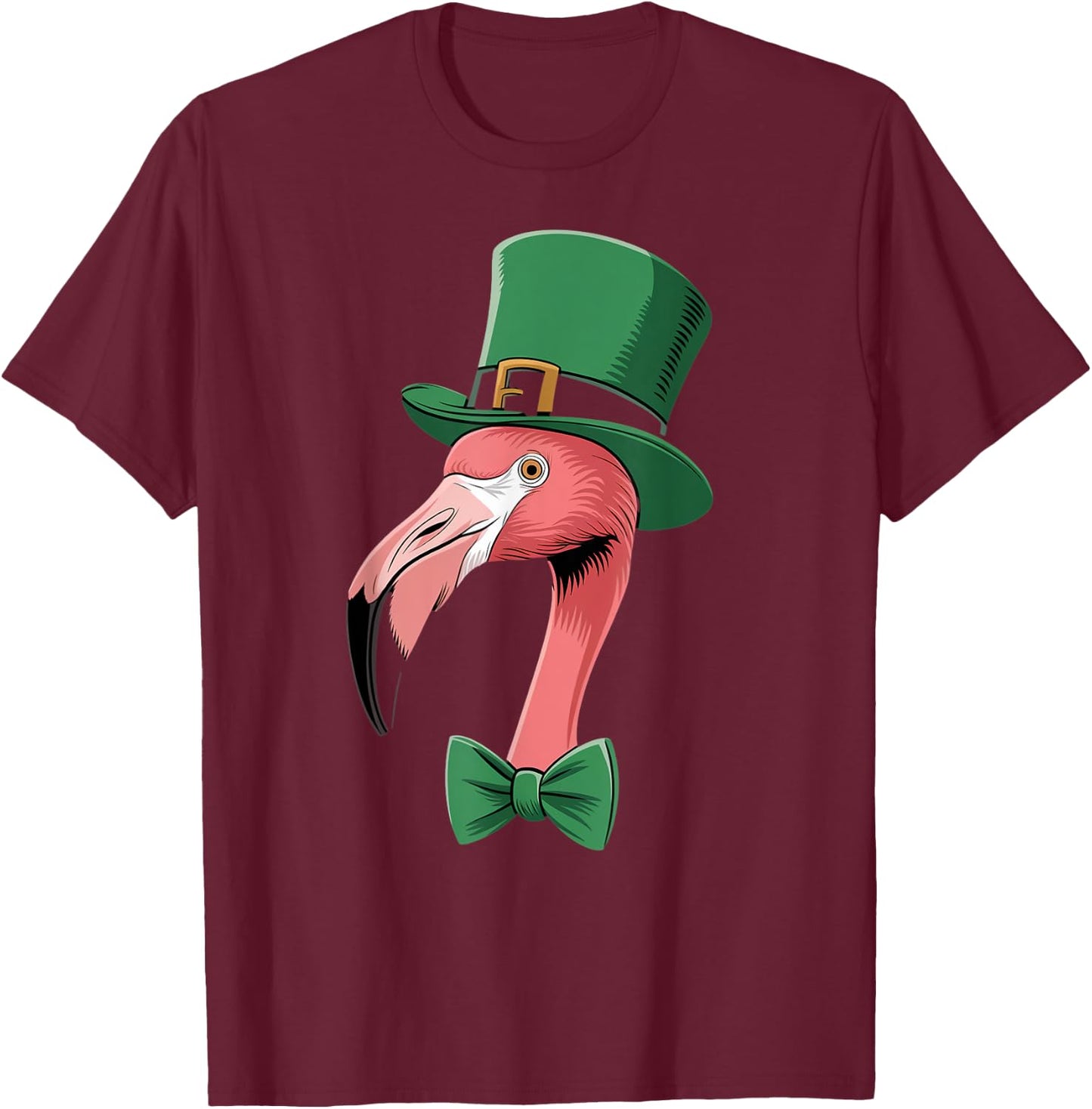 Green Flamingo shamrock on St Patricks Day Flamingo T-Shirt - T-Shirt | Maroon