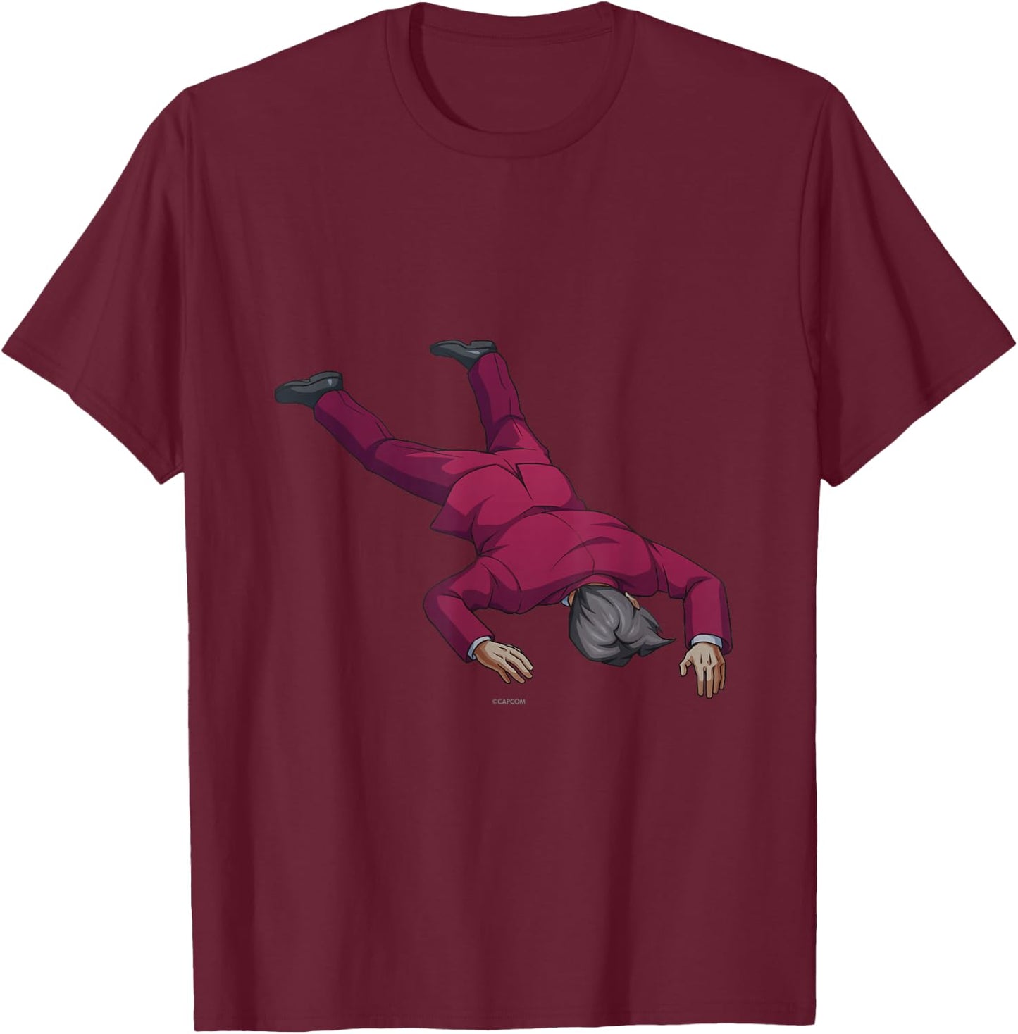 Ace Attorney Investigations Collection Faceplant Edgeworth T-Shirt - T-Shirt | Maroon